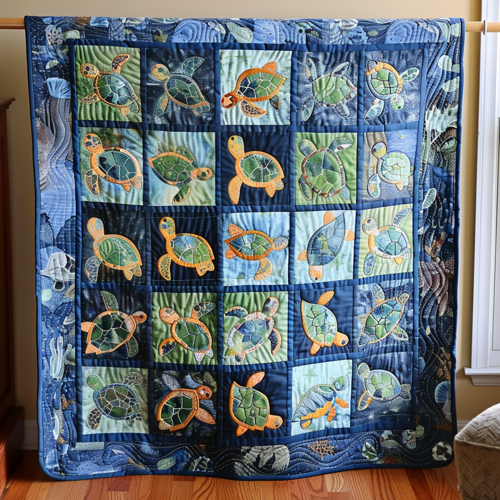 Lovable Turtles Quilted Blanket
