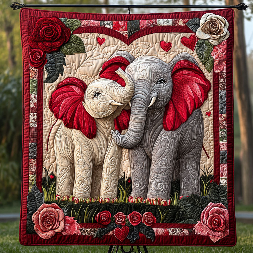 Loving Elephant Quilted Blanket