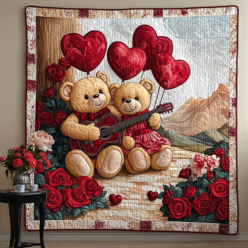 Loving Melody Bears Quilted Blanket