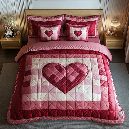 Loving Stitches 3-Piece Quilted Bedding Set