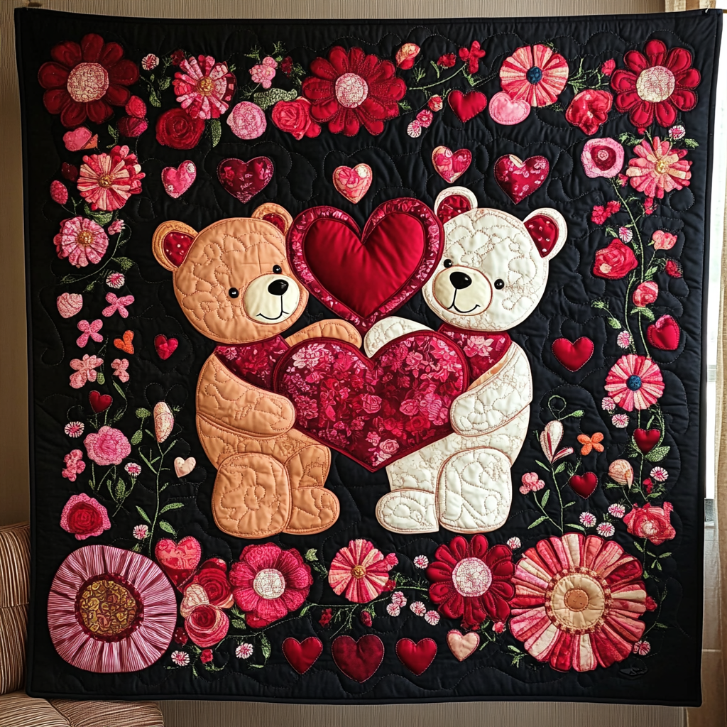 Loving Teddy Quilted Blanket