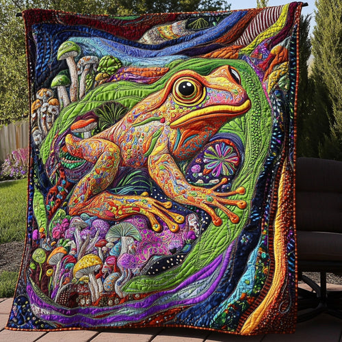Luminous Amphibian Quilted Blanket