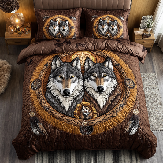 Lunar Guardians 3-Piece Quilted Bedding Set