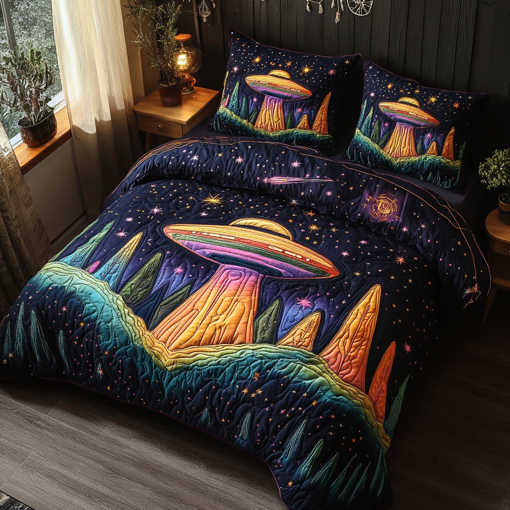 Lunar Saucer 3-Piece Quilted Bedding Set