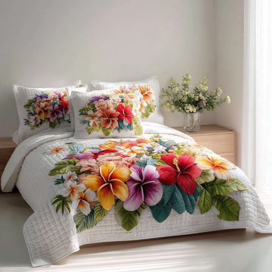 Lush Bouquet 3-Piece Quilted Bedding Set