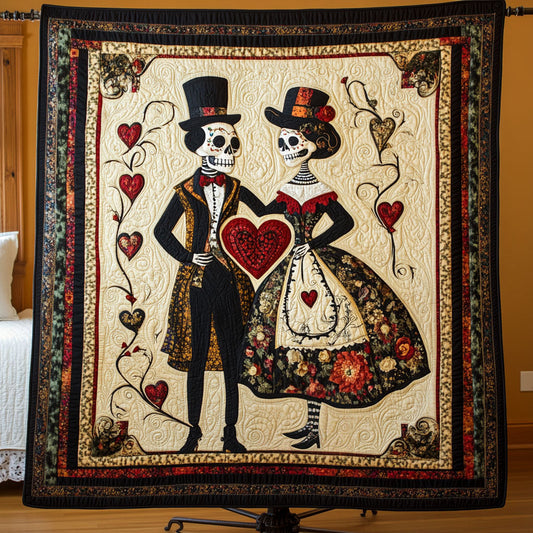 Macabre Hearts Quilted Blanket