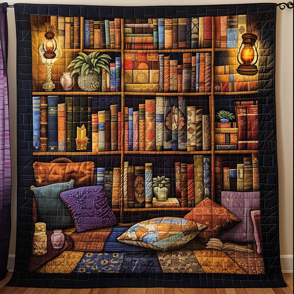 Magical Library Quilted Blanket