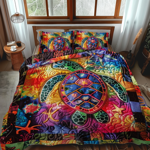 Magnificent Turtles 3-Piece Quilted Bedding Set