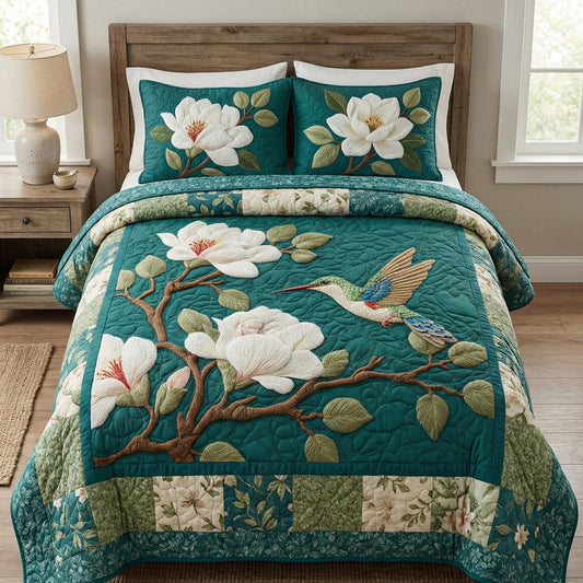 Magnolia Grace 3-Piece Quilted Bedding Set