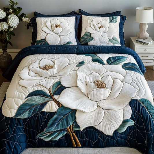 Magnolia Tranquil 3-Piece Quilted Bedding Set