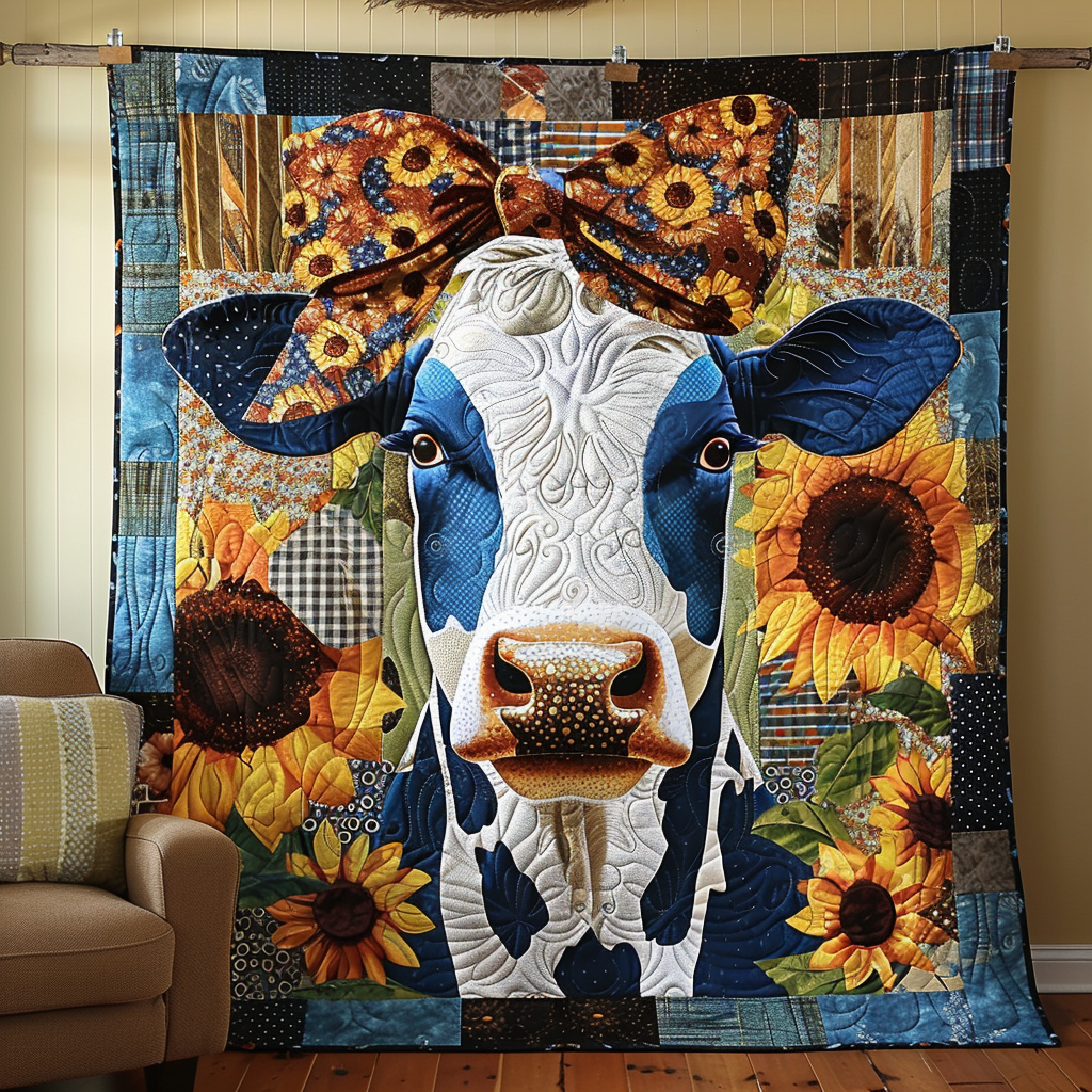 Majestic Sunflower Bovine Quilted Blanket