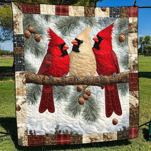 Majestic Cardinals Quilted Blanket