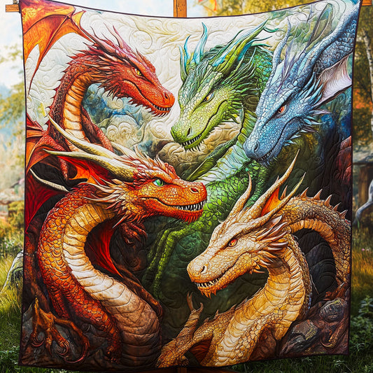 Majestic Dragons Quilted Blanket