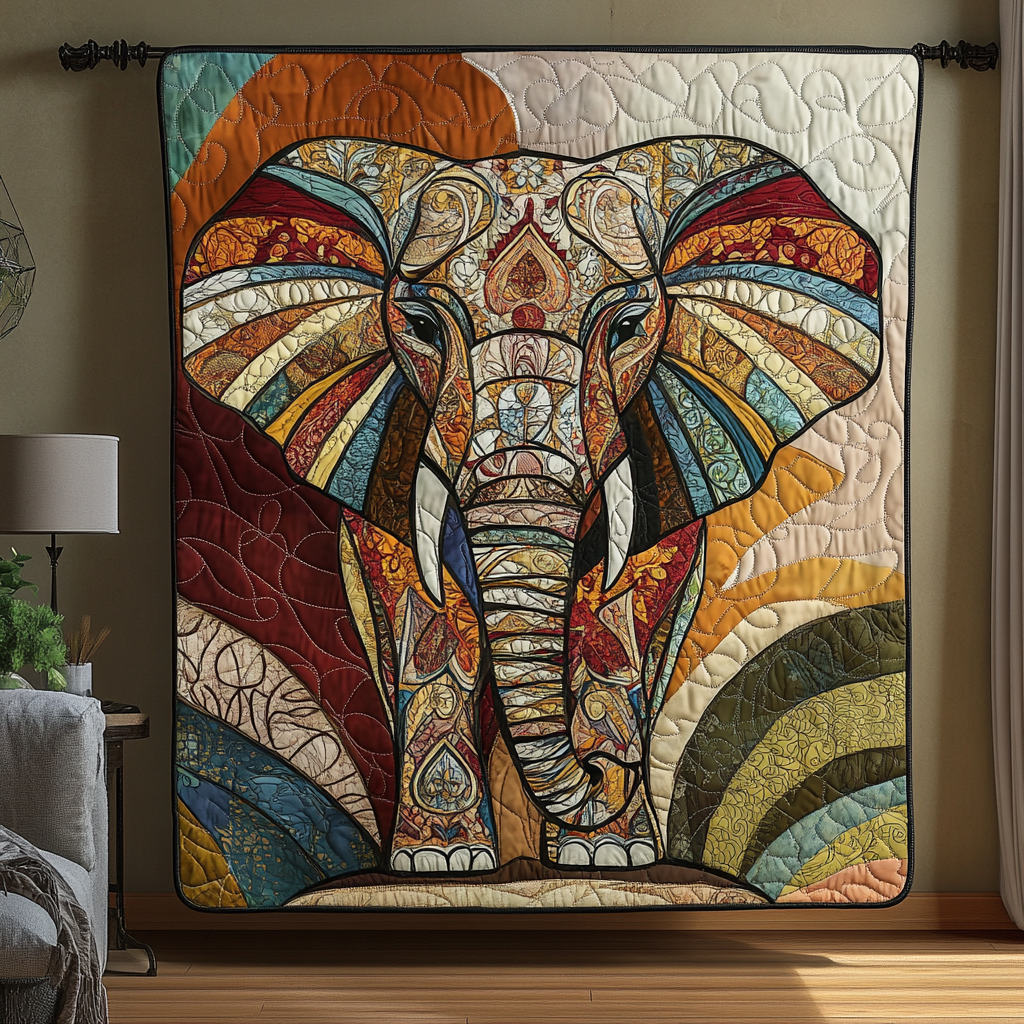 Majestic Elephant Grove Quilted Blanket