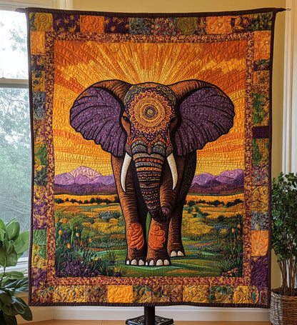 Majestic Elephant Journey Quilted Blanket
