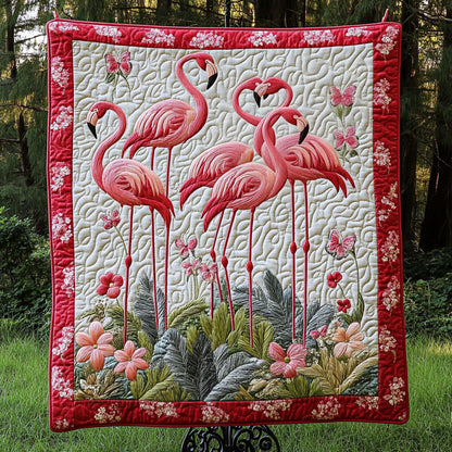 Majestic Flamingo Oasis Quilted Blanket