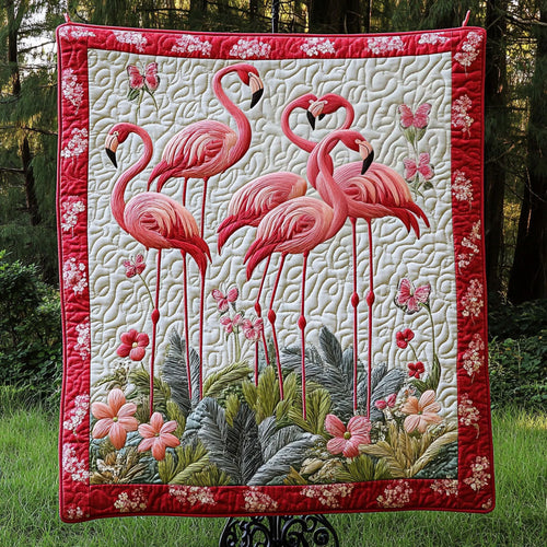 Majestic Flamingo Oasis Quilted Blanket