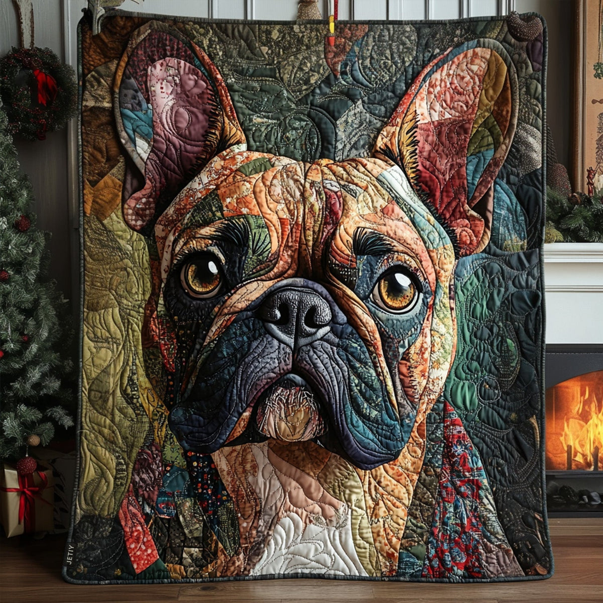 Majestic Frenchie Paws Quilted Blanket