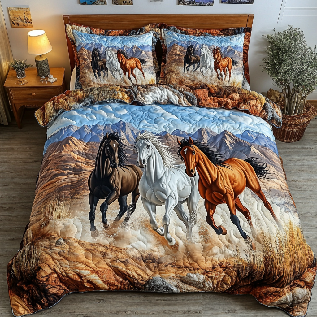 Majestic Gallop 3-Piece Quilted Bedding Set