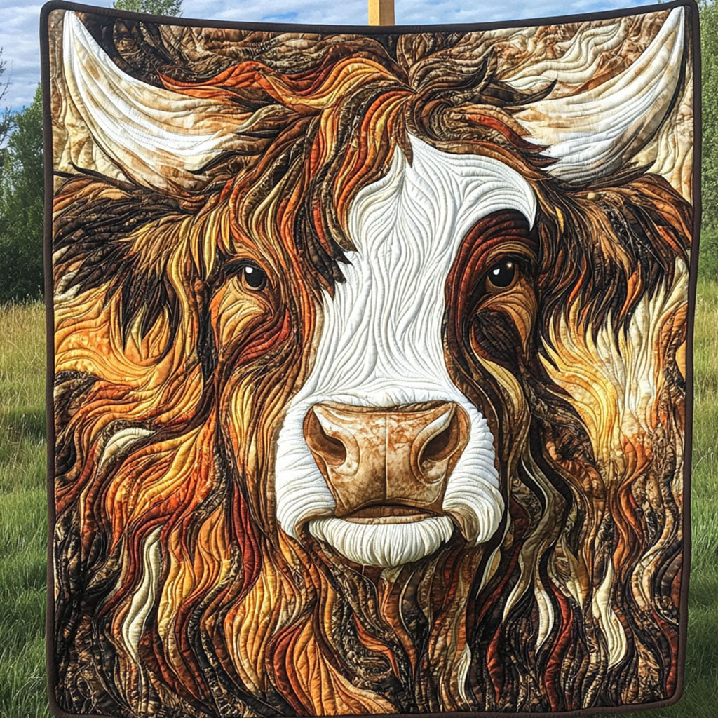 Majestic Highland Stare Quilted Blanket