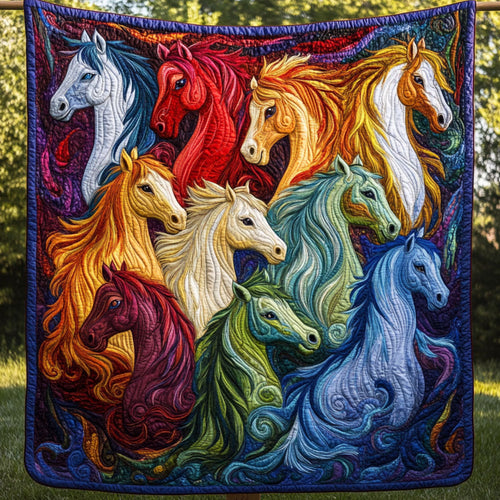 Majestic Horses Quilted Blanket