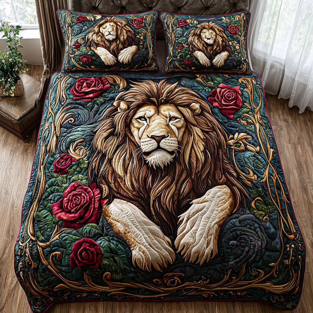 Majestic Lion 3-Piece Quilted Bedding Set