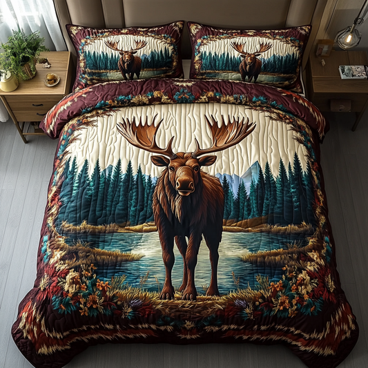 Majestic Moose 3-Piece Quilted Bedding Set