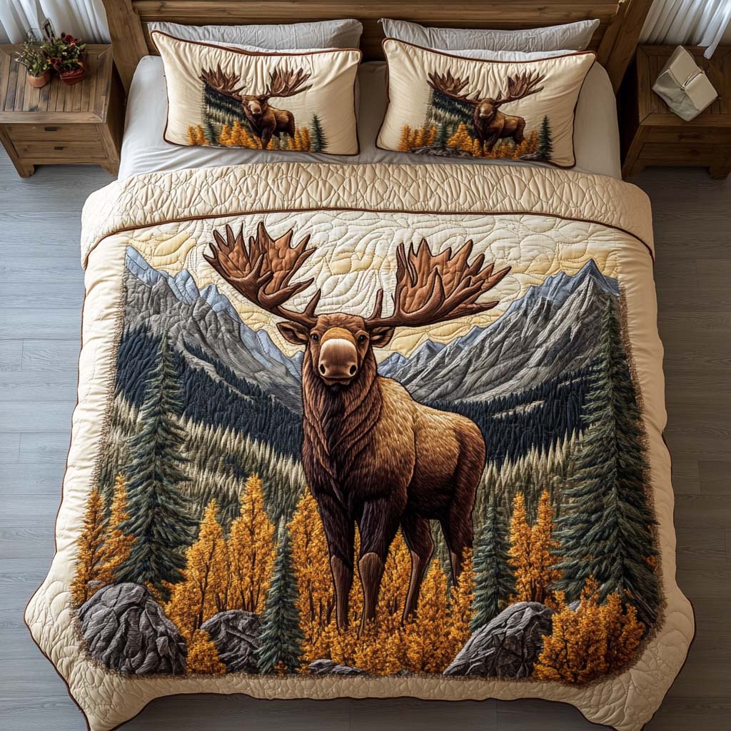 Majestic Moose 3-Piece Quilted Bedding Set