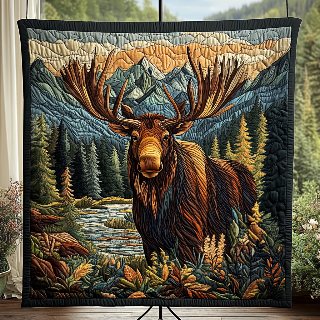 Majestic Moose Prints Quilted Blanket