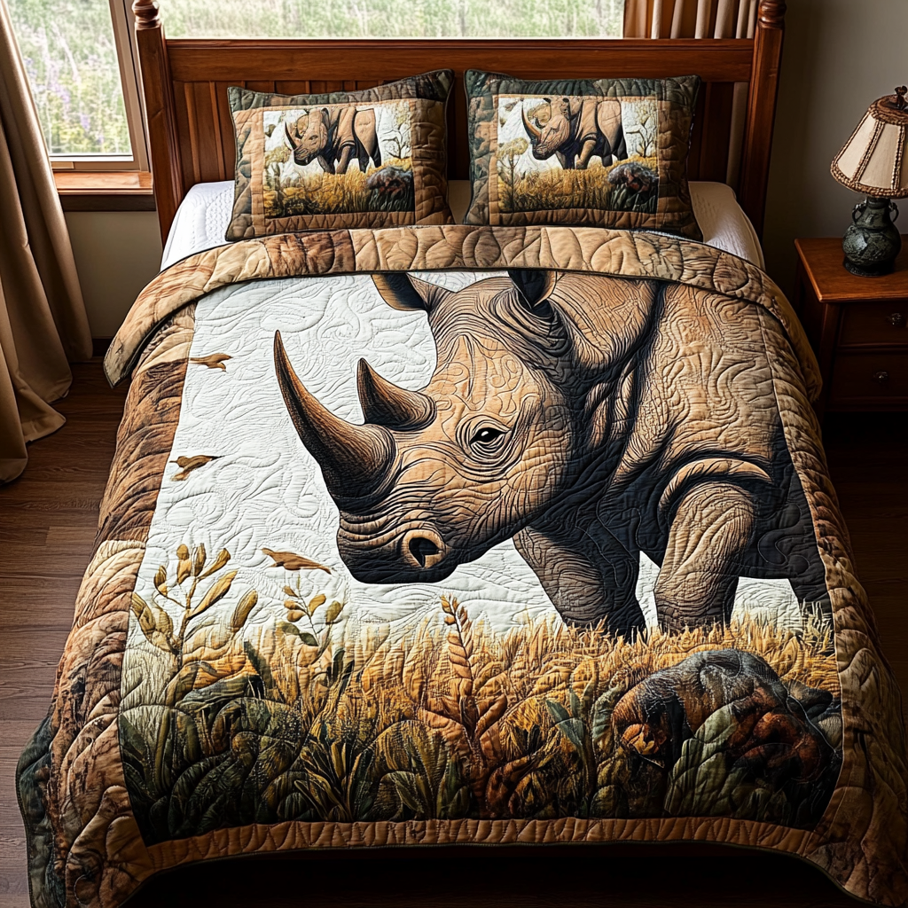 Majestic Rhino 3-Piece Quilted Bedding Set
