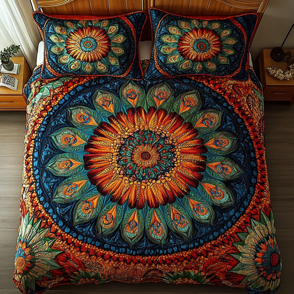 Mandala Zenith 3-Piece Quilted Bedding Set