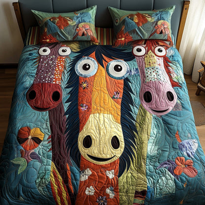 Horse 3-Piece Quilted Bedding Set