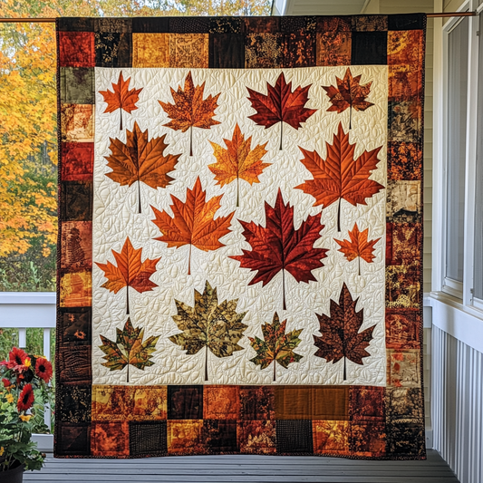 Maple Leaves Fall Quilted Blanket
