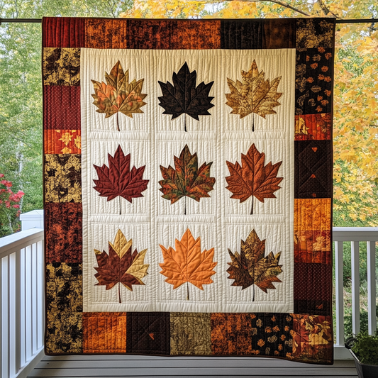 Maple Leaves Thanksgiving Quilted Blanket