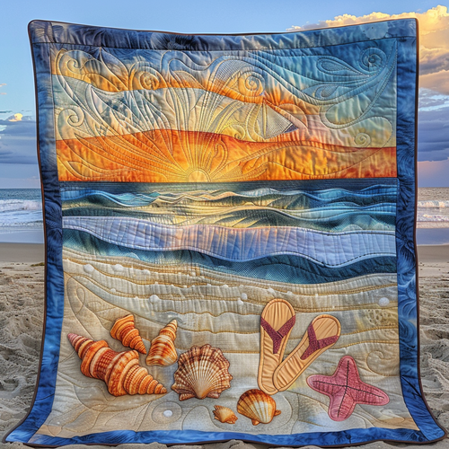 Marine Mosaic Quilted Blanket