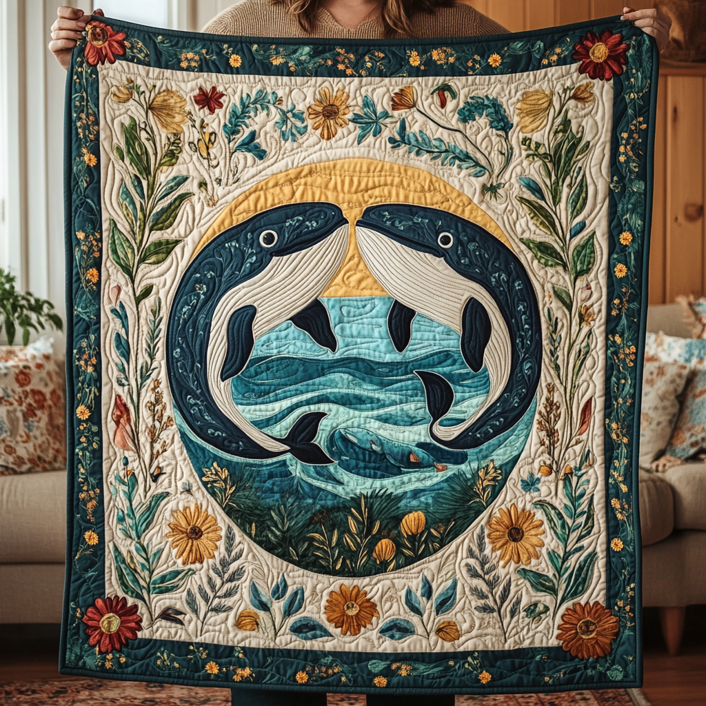 Marine Life Quilted Blanket