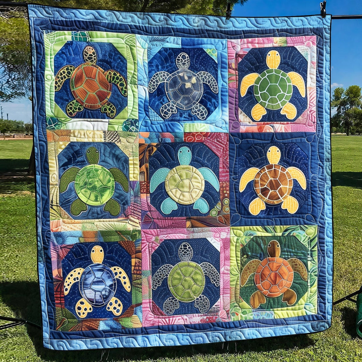 Marine Mirage Quilted Blanket