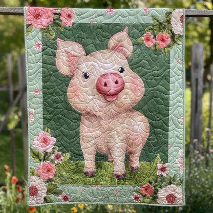 Meadow Breeze Pig Quilted Blanket