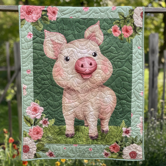Meadow Breeze Pig Quilted Blanket