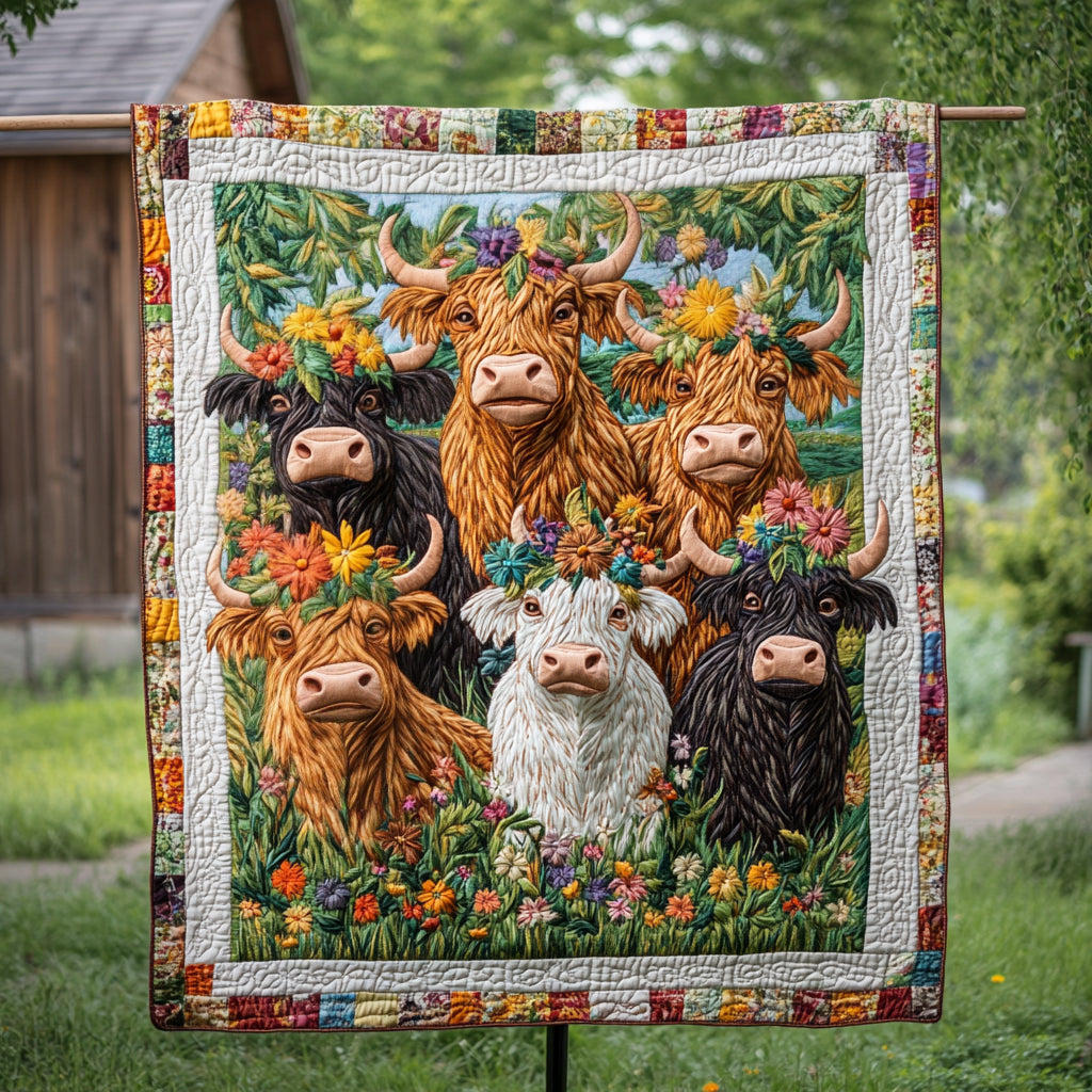 Highland Cow Quilted Blanket