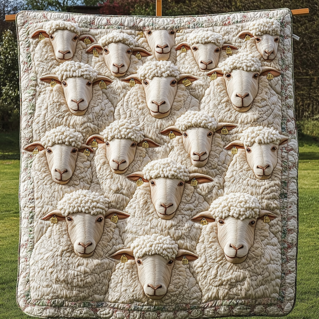 Meadow Lambs Quilted Blanket