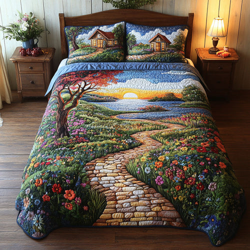 Meadow Pathway 3-Piece Quilted Bedding Set