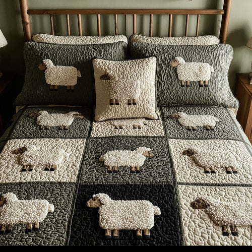 Meadow Sheep 3-Piece Quilted Bedding Set
