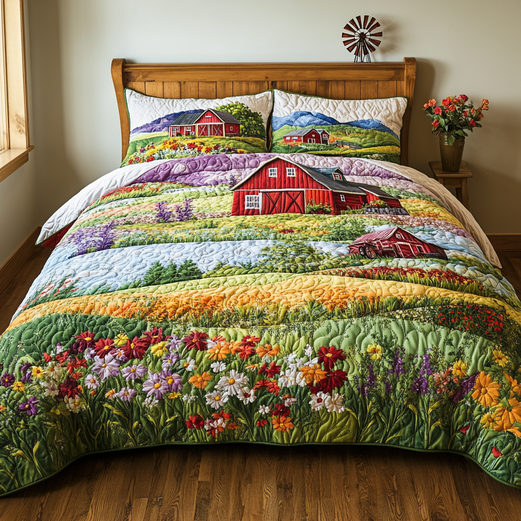 Meadow Whisper 3-Piece Quilted Bedding Set