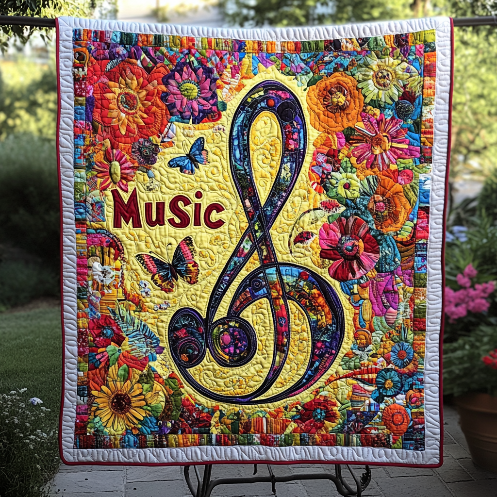 Melodic Mosaic Quilted Blanket