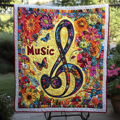 Melodic Mosaic Quilted Blanket