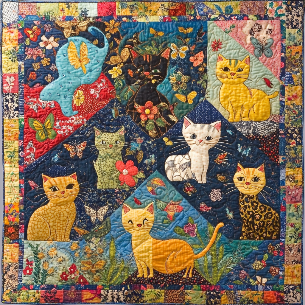 Meow Kingdom Quilted Blanket