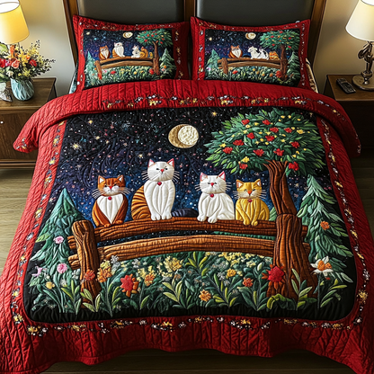 Meow Magic 3-Piece Quilted Bedding Set