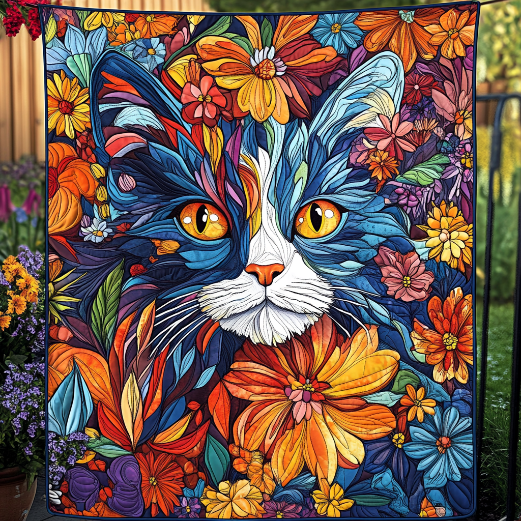 Meow Mix Mosaic Quilted Blanket