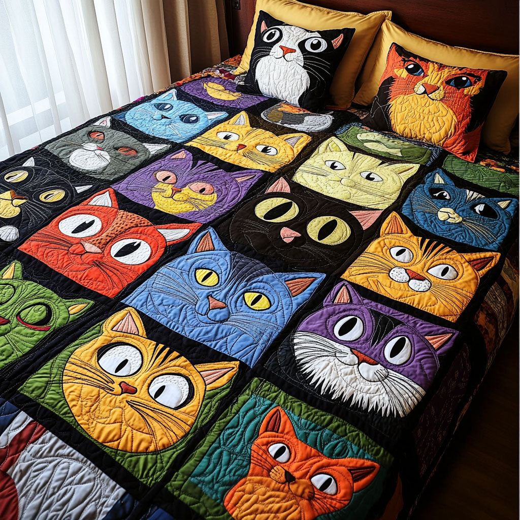 Meow Mosaic Quilted Blanket